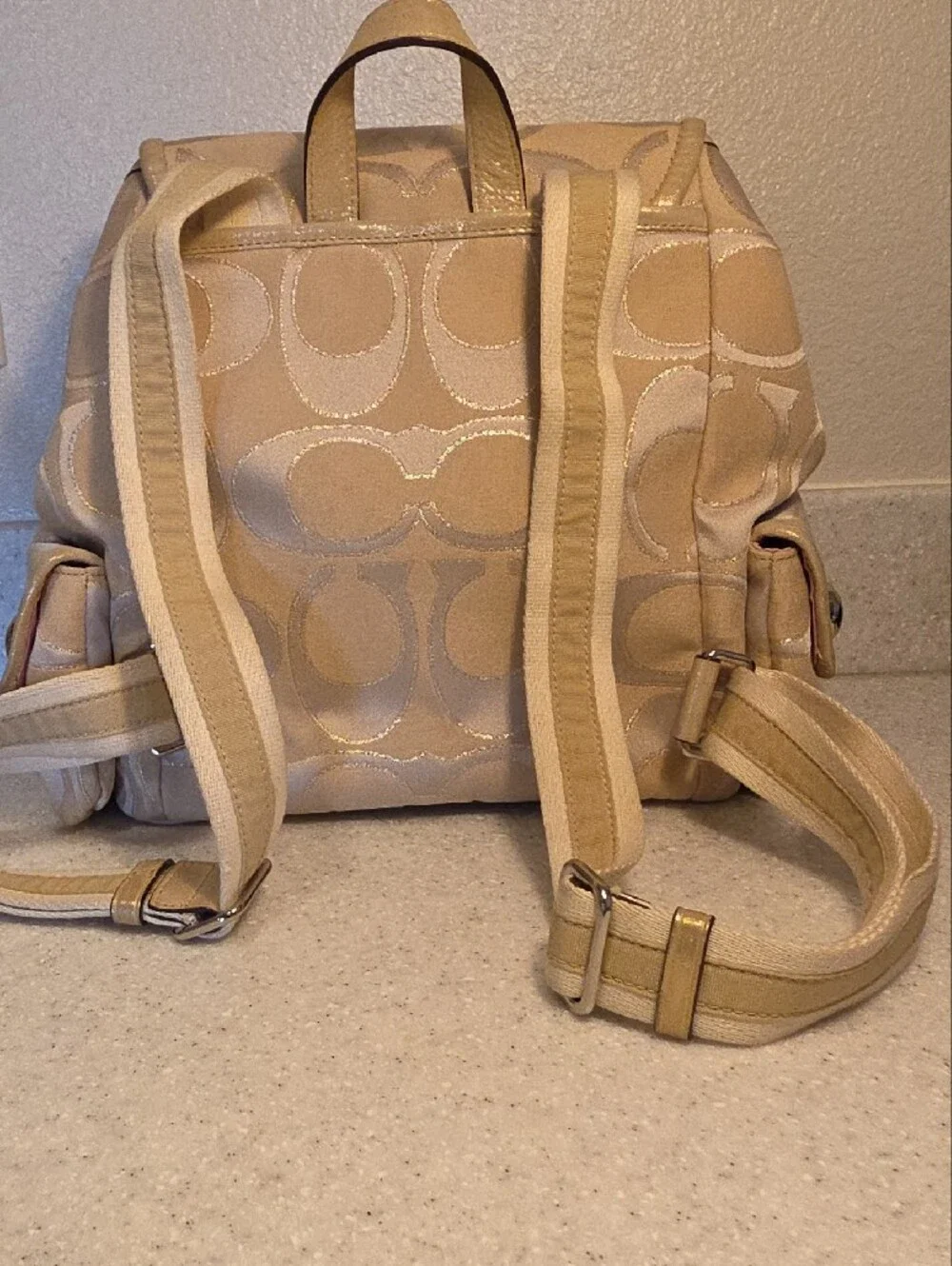COACH POPPY SIGNATURE SATEEN LUREX BACKPACK